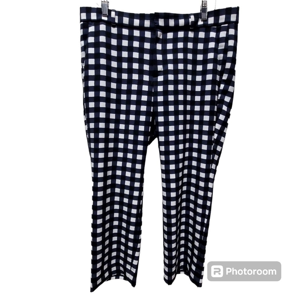 Banana Republic 12P Avery Checkered Blue White Golf Office Pants Pockets